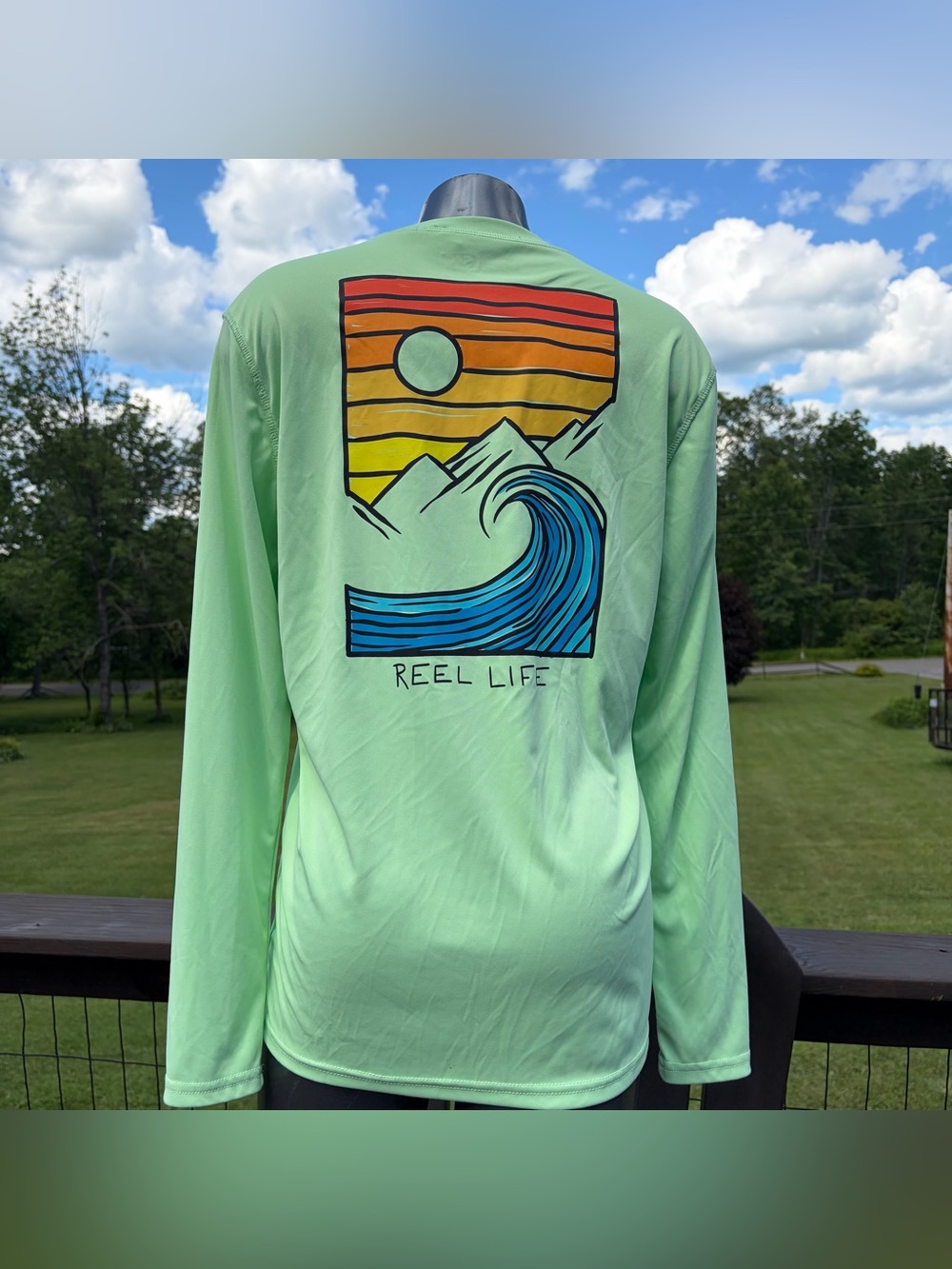 Reel Life Lightweight Long Sleeve Fishing Shirt Light Green SZ S 100%Polyester